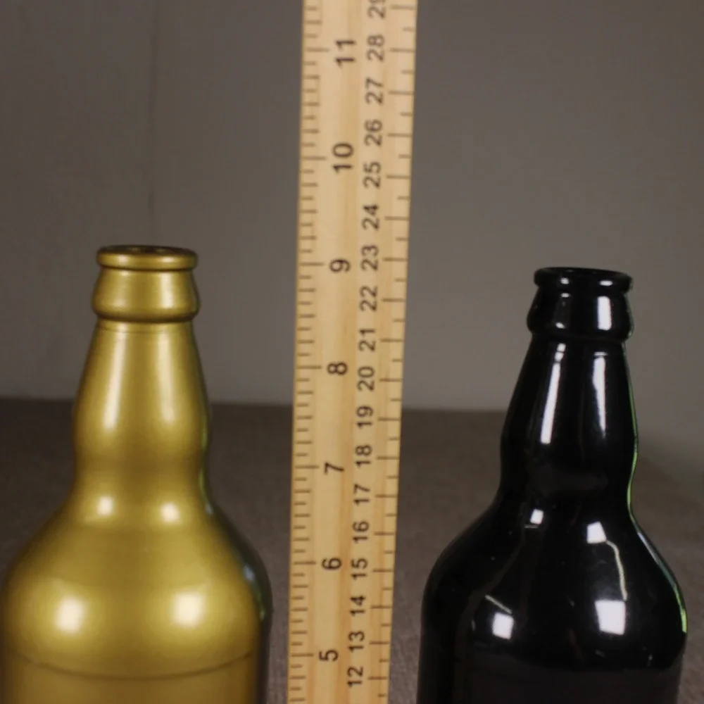 Halloween Apothecary Fake Bottles Set Bat Wing Gold Black 9in. Made of Glass